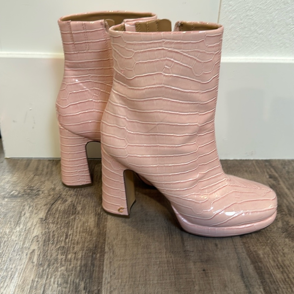 Pink platform boots